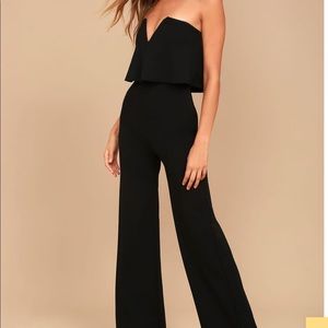 lulus black strapless jumpsuit